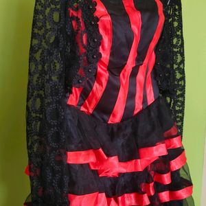 Flared Red And Black Party  DressNew With Tag