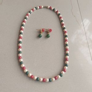 Multicolor Single Layer Pearl Jewelry Set