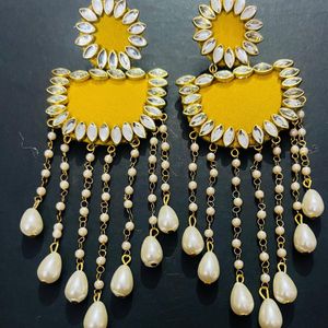 Fancy Party Wear Long Size Fabric Earrings