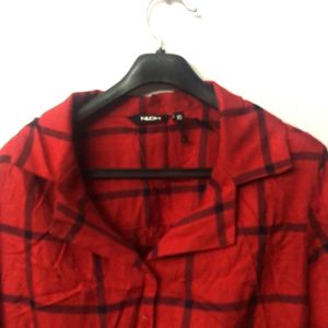 Nuon Westside Red Flannel Buttoned Dress