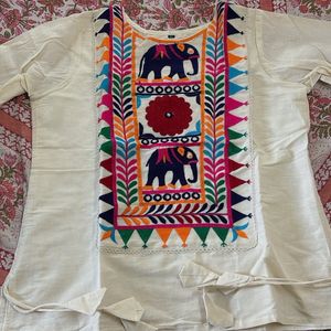 Embroidered Cotton Top In New Condition