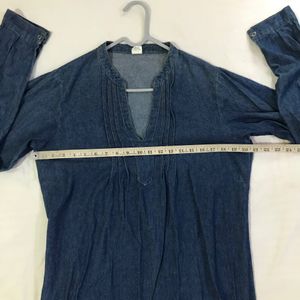 Cotton Denim Short Dress Size M