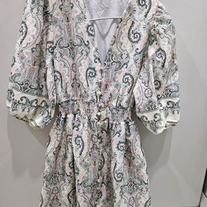 Cream Printed Dress