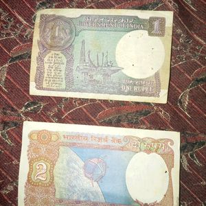 Very Rare One & Two Rupee A Series Notes