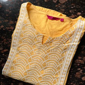 Yellow cotton kurta