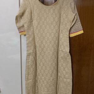 Beige Kurta With Designer Pants