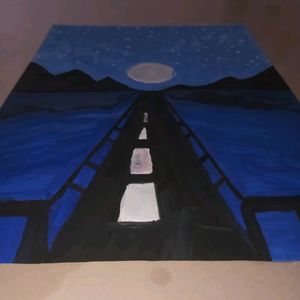 blue night landscape ||oil Pastel Drawing ||