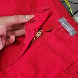 Red Cropped Jeans