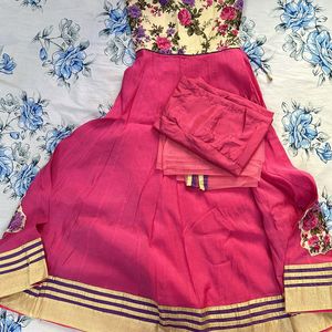 Rose Pink Gher Kurtha Set