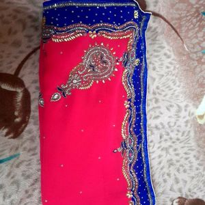 Work Saree With Blouse Stitched