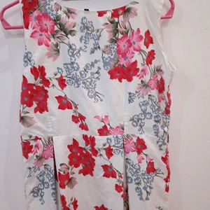 Beutiful White Frock With Red Rosses For Womens