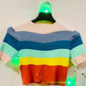 hot rainbow/ Multicoloured Crop Top