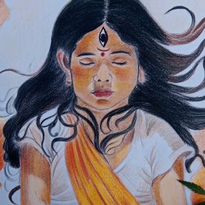 Durga Maa Little Painting Handmade Draw