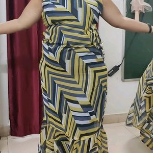 Pre Draped Gown Saree Xl Size Detachable Duptta