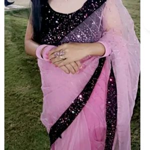 💕 pink Saree With Blouse