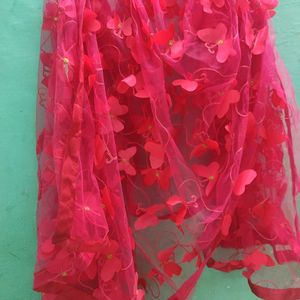 Net Embroidery Pink Dupatta.