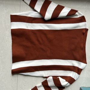 Brown top with white stripes