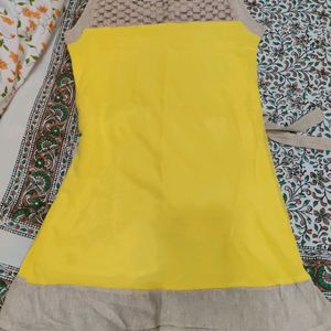 Unused Jute Yellow Dress With Belt