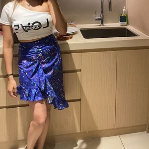 Blue Ruffled Skirt