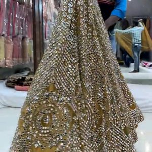 Golden Heavy Mirror Worked Lehenga