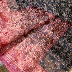 Black Transparent Printed Saree