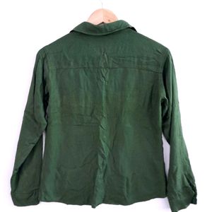 Olive Green Cotton Shirt Women's Top