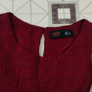 Puffed Sleeve Maroon Dress