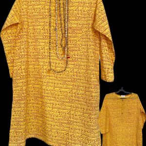 2 Combo Yellow Handblock Printed Cotton Top, Tuni