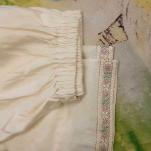 Anarkali Off-white And Pista Colour Suit