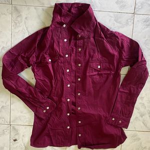 Maroon Shirt And Ice Blue Jeans Combo