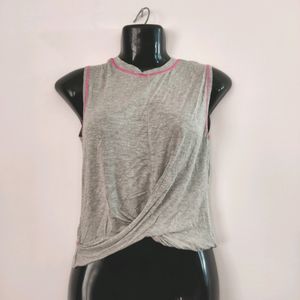 Tarama Grey Solid Crop Top ( Women)