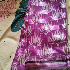 Crepe Lavender Colour Saree