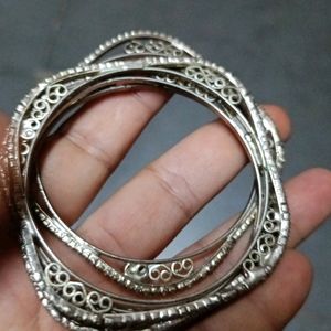 Silver Stone Bangles