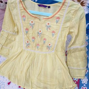 Cotton Yellow Branded Top