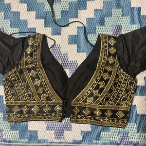 Black And Golden Blouse With Sleeveless