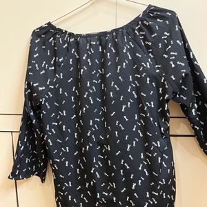 Black Bow Printed Shirt