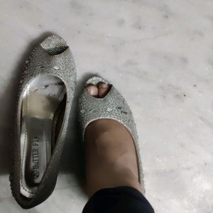 Silver Color Heels Comfortable