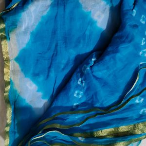 Bandhani Blue Saree