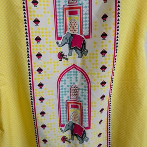 Bright Yellow Ethnic Kurti With Elephant Motif