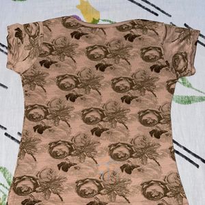 Flower Brown Body Fitted Top