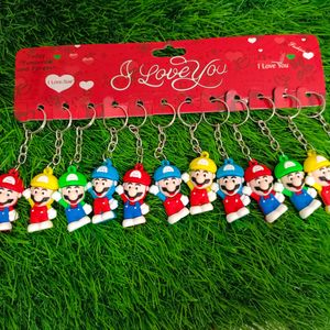 Set Of 12 Super Mario Keychains