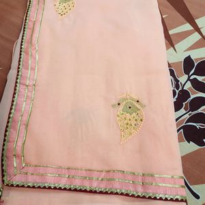 Pretty Peach Colour Light Work Saree🌸