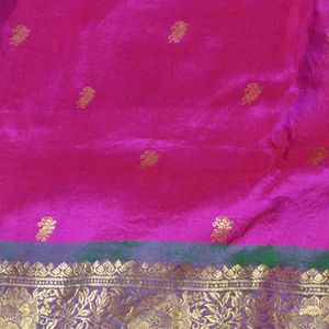 Pink And Green Silk Saree