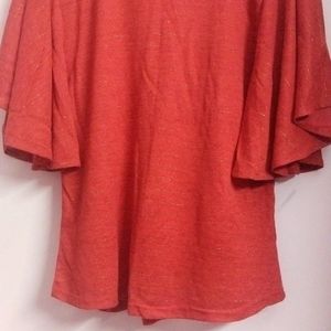 Red Color Top With Butterfly Sleeves.