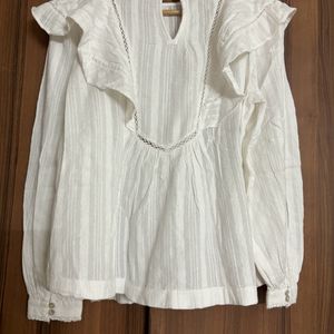 White Embroidery Frill Top/Tunic