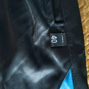 Black Track Pants With Blue Side Strips