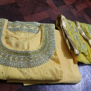 Beautiful Yellow Unused  Shalwar Kurta