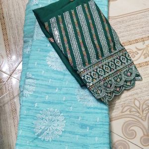 Saree With Self Design And Wit Blouse Desig
