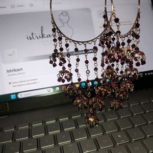 Maroon Color Crystal Earrings