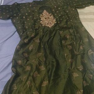 Olive Colour Satin Gown